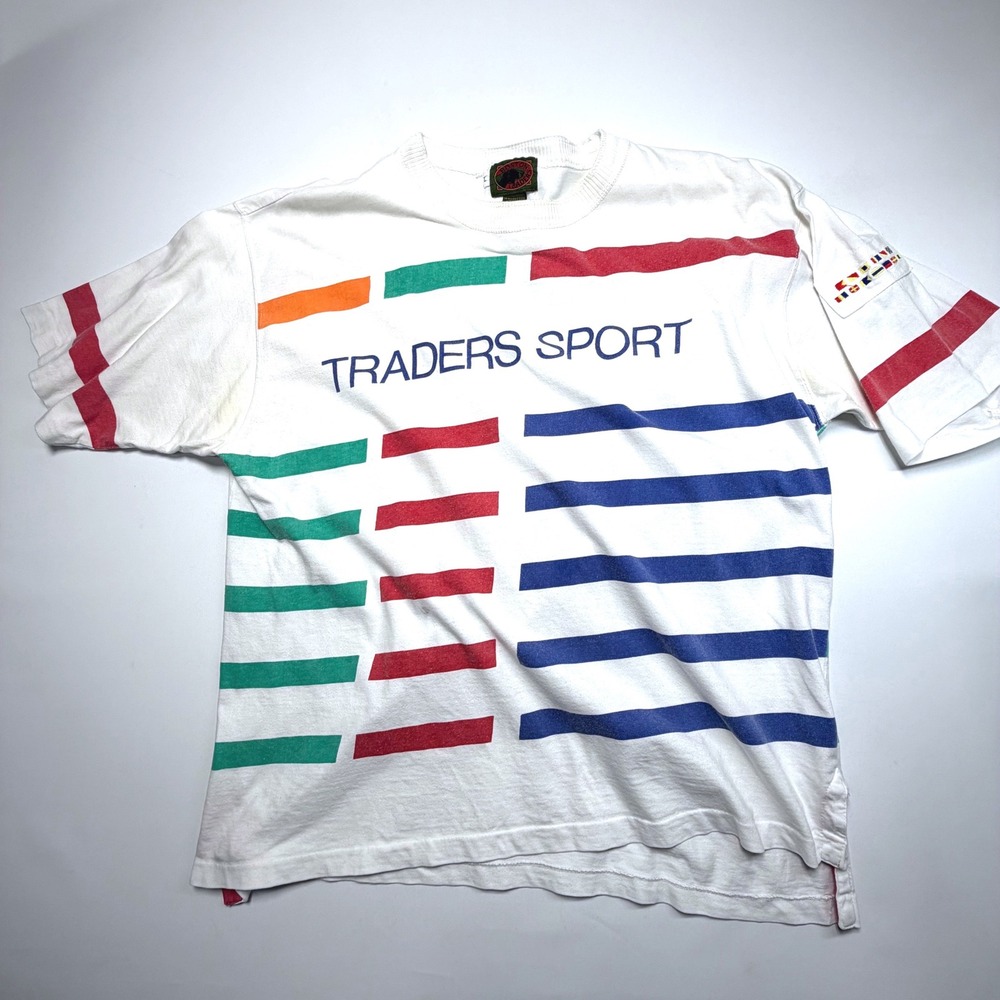 Vintage Boston Traders Sport‎ Tee L Single Stitch 90s Colorblock